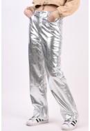 Pantaloni Dama Jjxx Jxkenya Hw Straight Faux Leat Silver